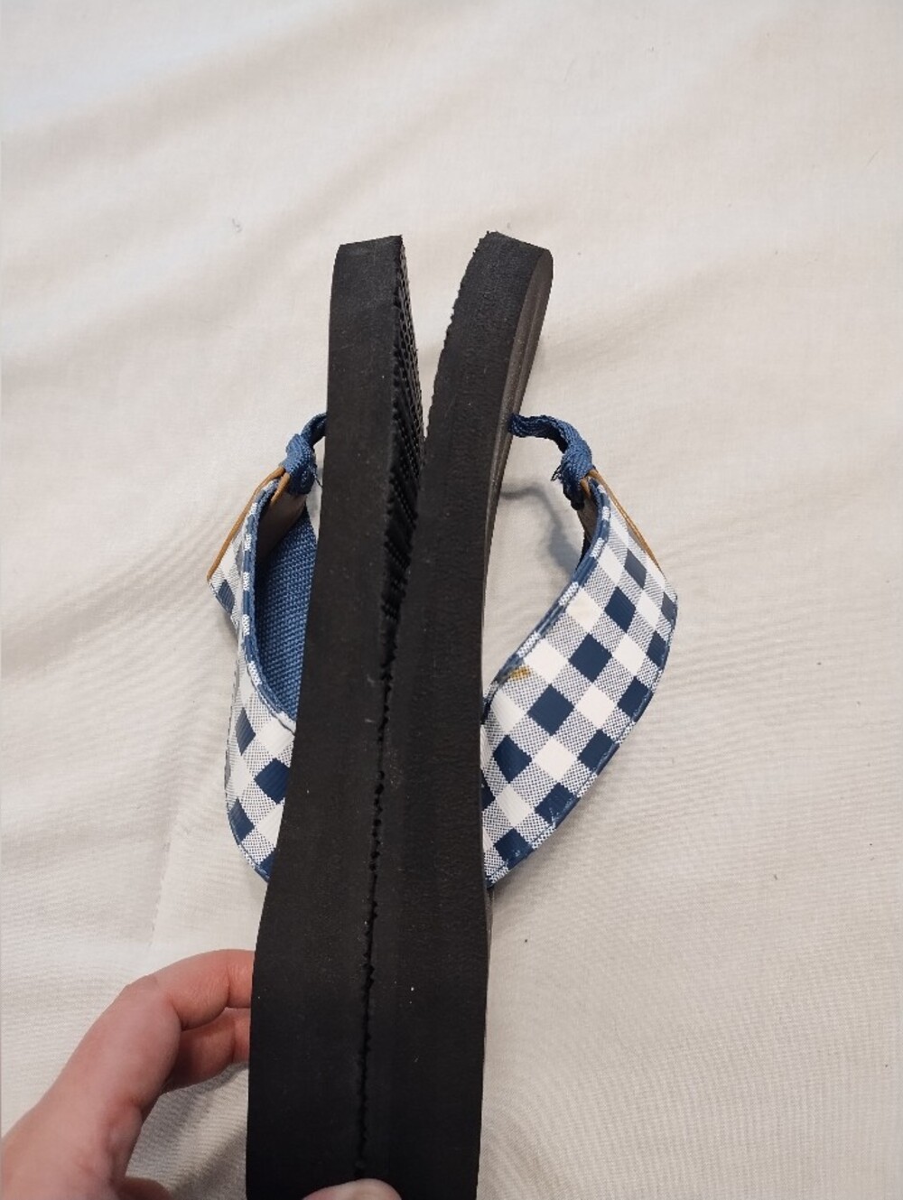 Yellow Box Women's Navy And White Plaid Flip Flops - Picture 5 of 7